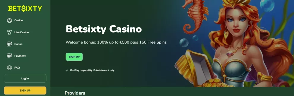 Betsixty Casino — 255% welkomstbonus tot €450 plus 250 gratis spins voor nieuwe spelers in Nederland